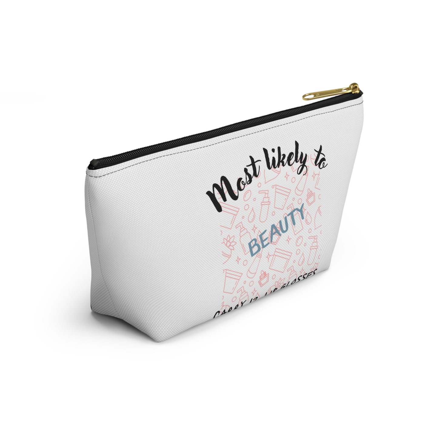 Beauty Themed Accessory Pouch, Makeup Organizer, Lip Gloss Holder, Cosmetic Bag, Gift for Her, Personal Care Travel Case