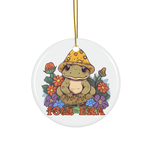 16th Era Ornament, 16th Chapter, 16th Birthday Gift, Ceramic Ornaments with Whimsical Frog Design | Perfect for Holiday Decor, Gifts, Tree Ornaments, Holiday Celebrations, and Collectibles