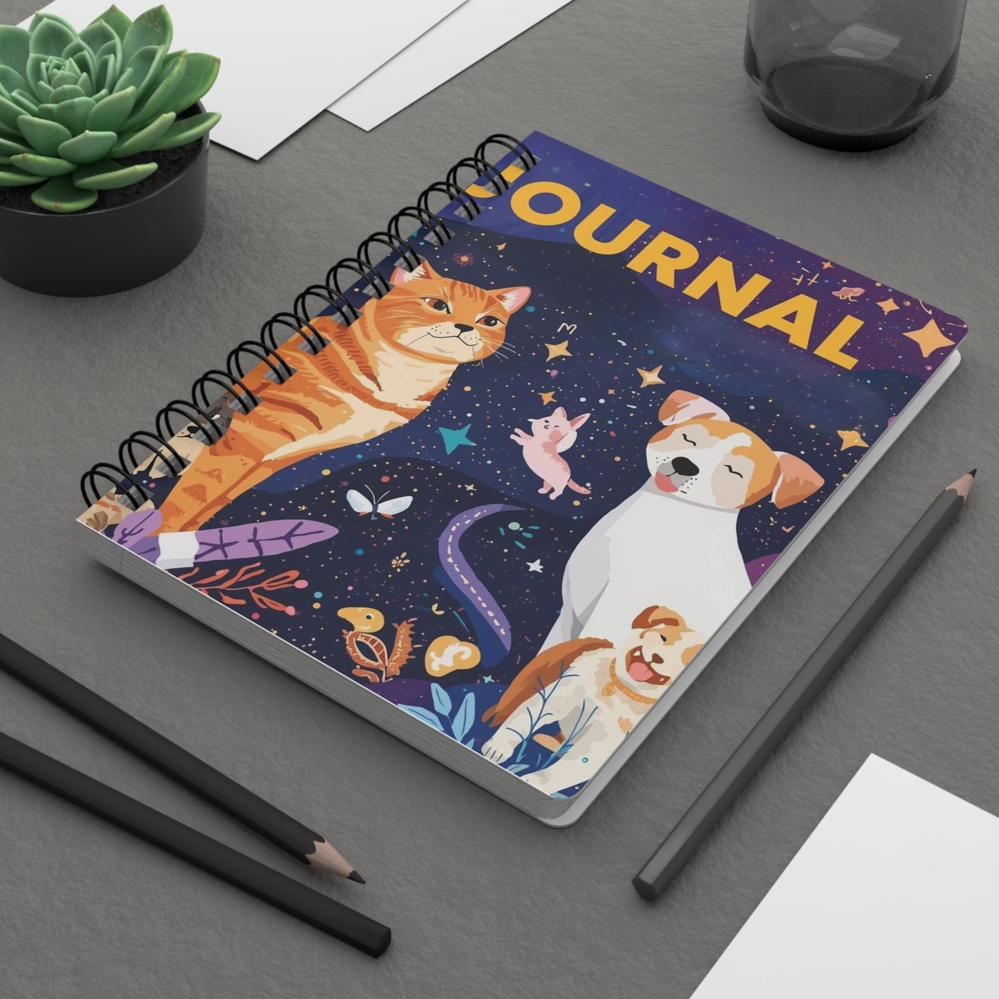 Pet Lover's Spiral Bound Journal with Colorful Animal Design
