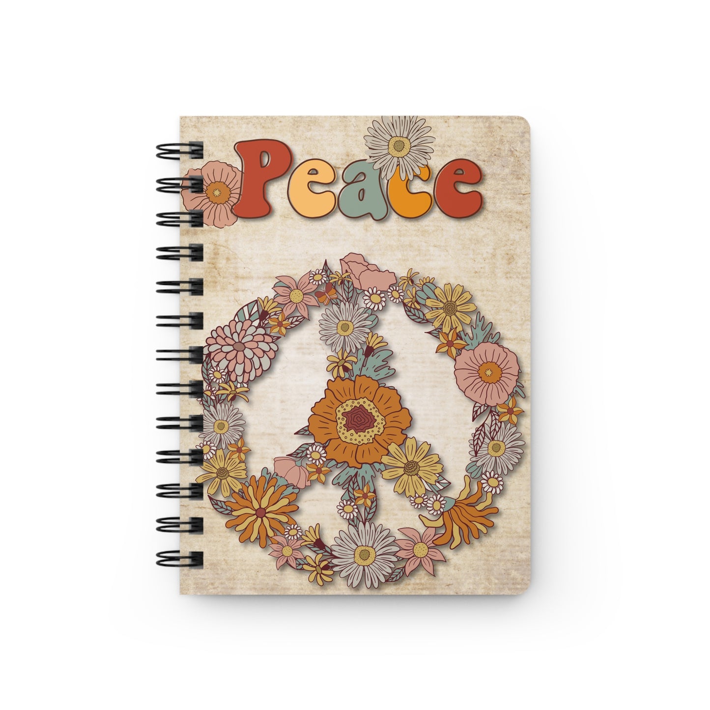 Peace Floral Spiral Bound Journal - Aesthetic Notebook for Relaxation and Reflection
