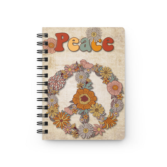 Peace Floral Spiral Bound Journal - Aesthetic Notebook for Relaxation and Reflection