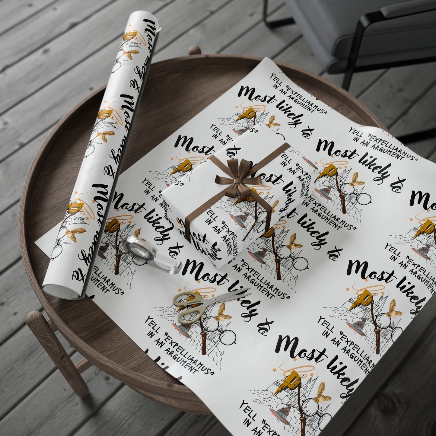 Most Likely To Wrapping Paper, Fun Gift Wrap for Friends, Potter Inspired, Movie Lover Wrapping Paper, Enchanted Wrapping Paper, Creative Party Supplies, Birthday Wrapping, Unique Celebration Paper