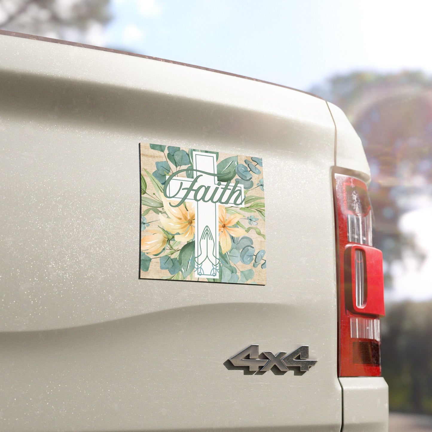 Floral Faith Car Magnet - Inspirational Vehicle Decor - Faith Car Magnet