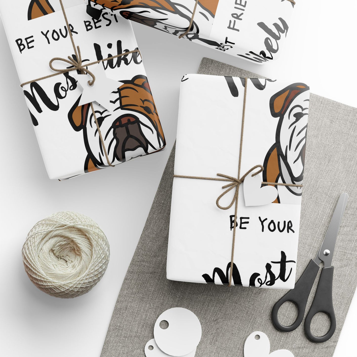 Bulldog Wrapping Paper, Fun Gift Wrap for Dog Lovers, Pet Lover Wrapping Paper, Unique Birthday Wrap, Holiday Packaging, Pet-Themed Gift Wrap, Customizable Gift Paper