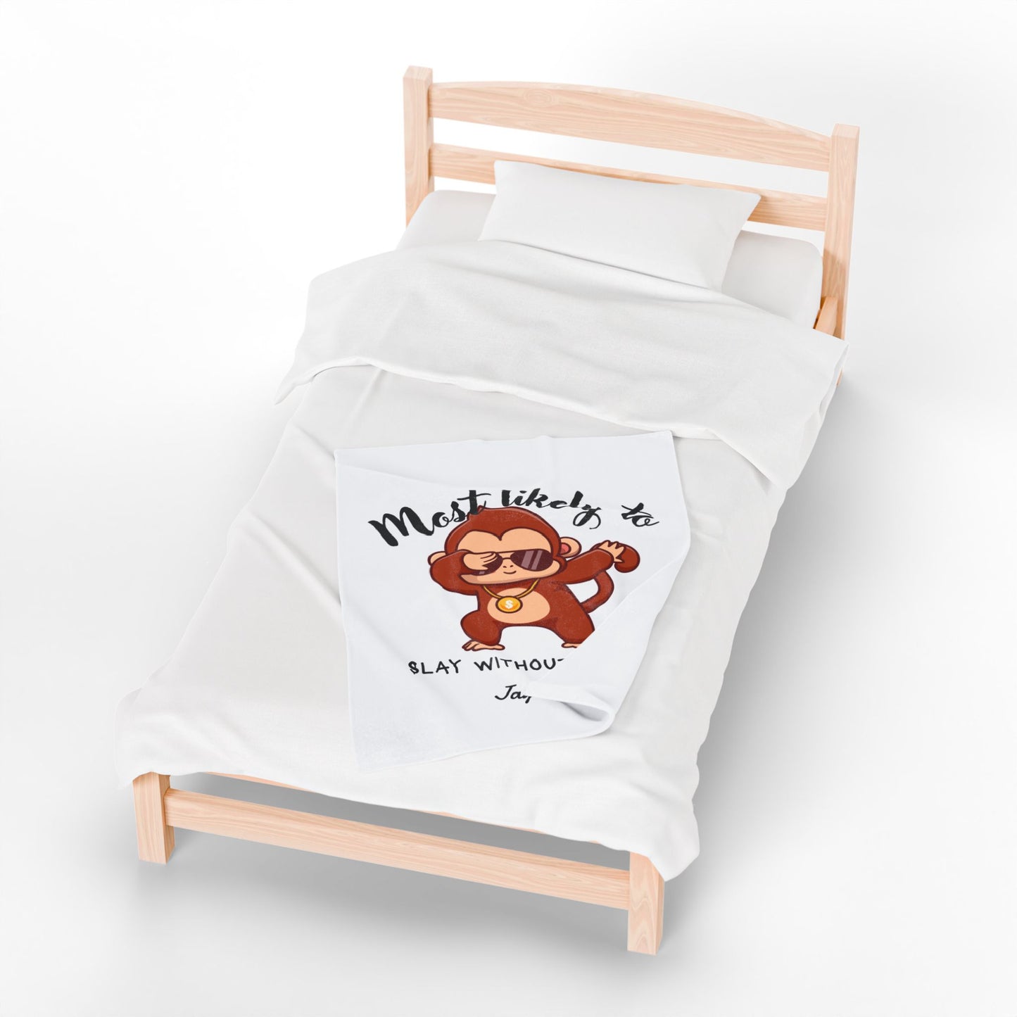 Cool Monkey Plush Throw Blanket - Fun and Cozy Gift for Kids, Playroom Decor, Nursery, Birthday, Blanket with Fun Design, slay, monkey, child, kids room, fun