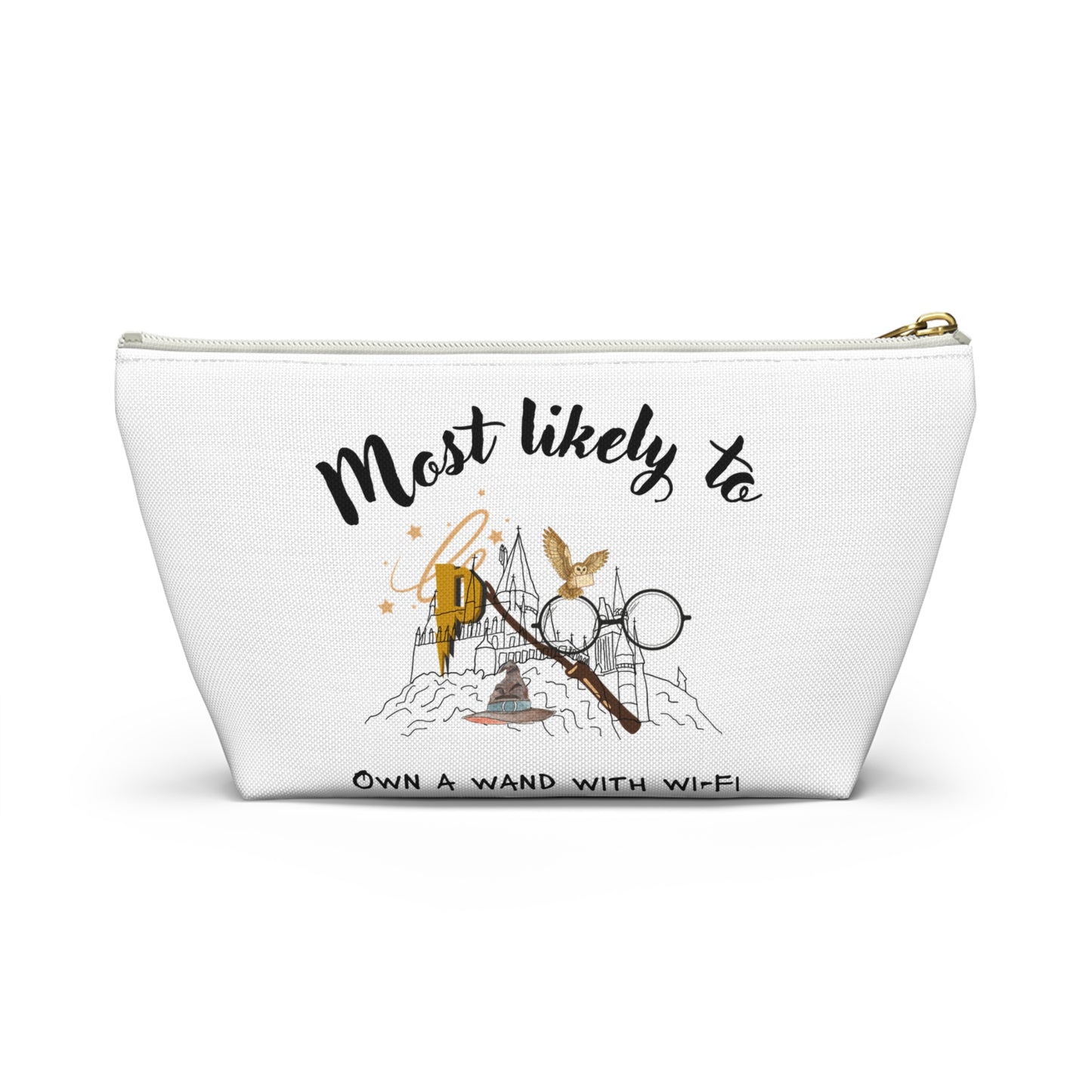 Wizard-Themed Accessory Pouch | Most Likely to Own a Wand with Wi-Fi | Magical Gift for Fans | Cosplay Makeup Bag | Cute Storage for Tools