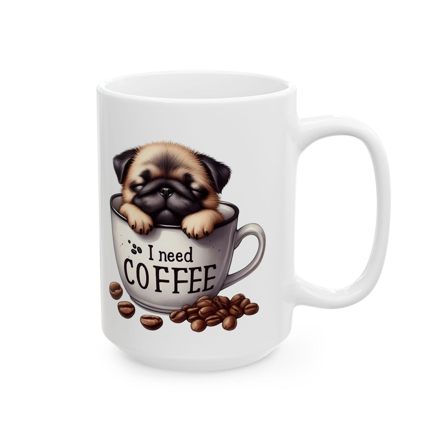 Personalized Pug Coffee Mug – Cute Dog in Coffee Cup Ceramic Mug (11oz & 15oz)