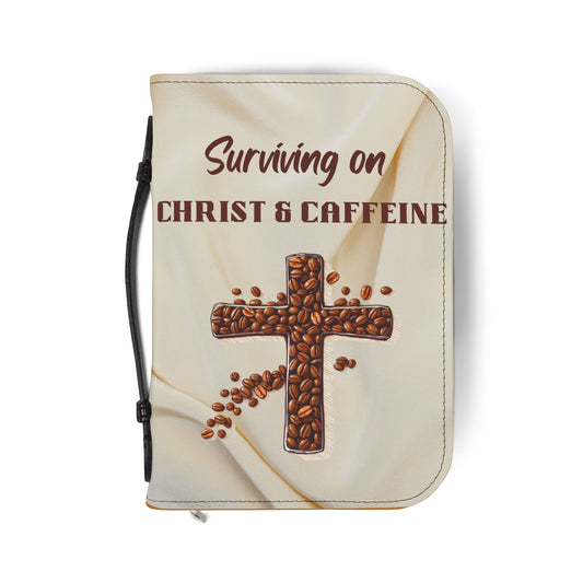 Bible Cover, faith inspired bible cover, caffeine and christ, surviving