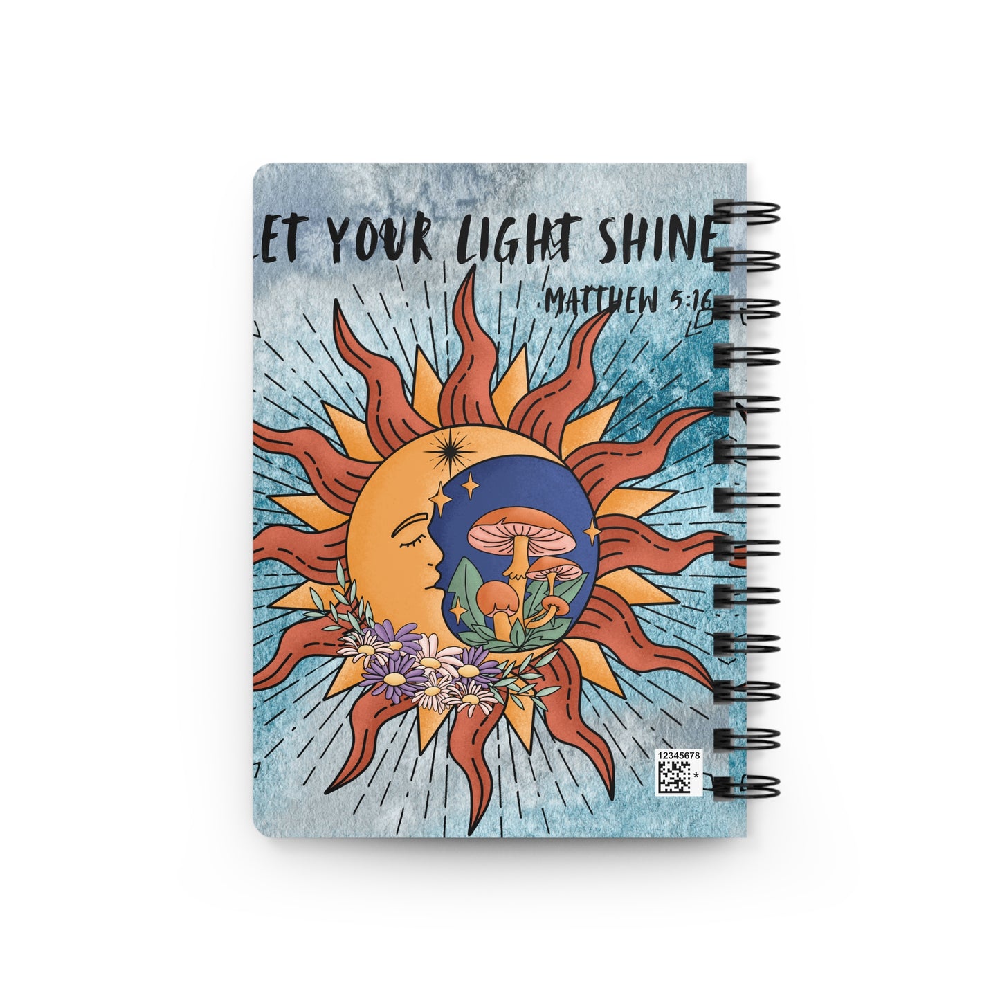 Inspirational Spiral Bound Journal – 'Let Your Light Shine' with Sun and Floral Design