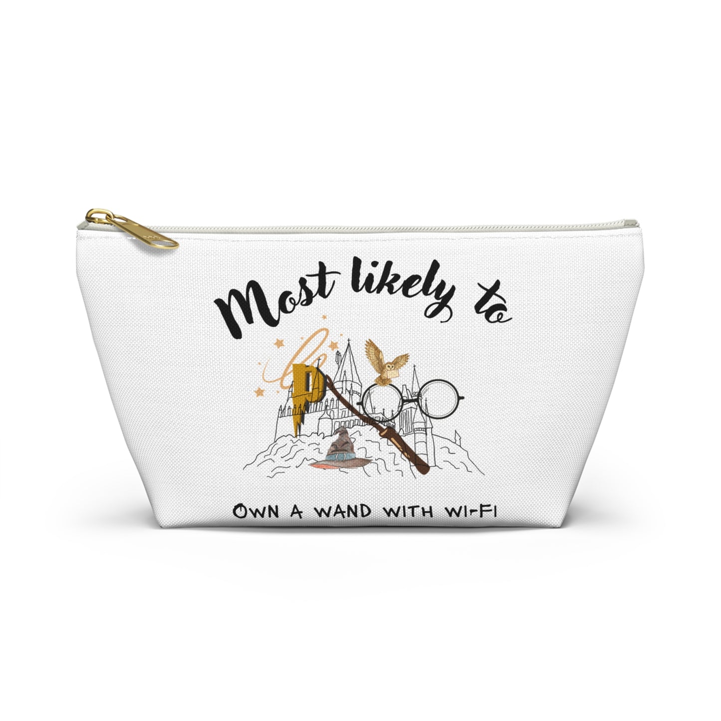 Wizard-Themed Accessory Pouch | Most Likely to Own a Wand with Wi-Fi | Magical Gift for Fans | Cosplay Makeup Bag | Cute Storage for Tools