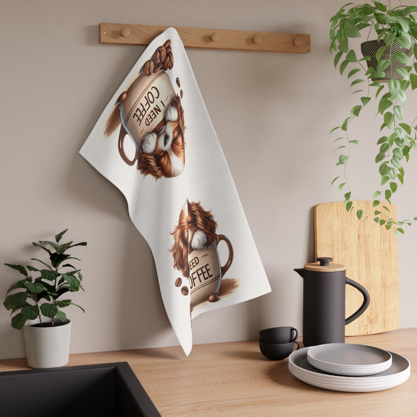 Coffee Lover's Dog Tea Towels, Puppy Tea Towel