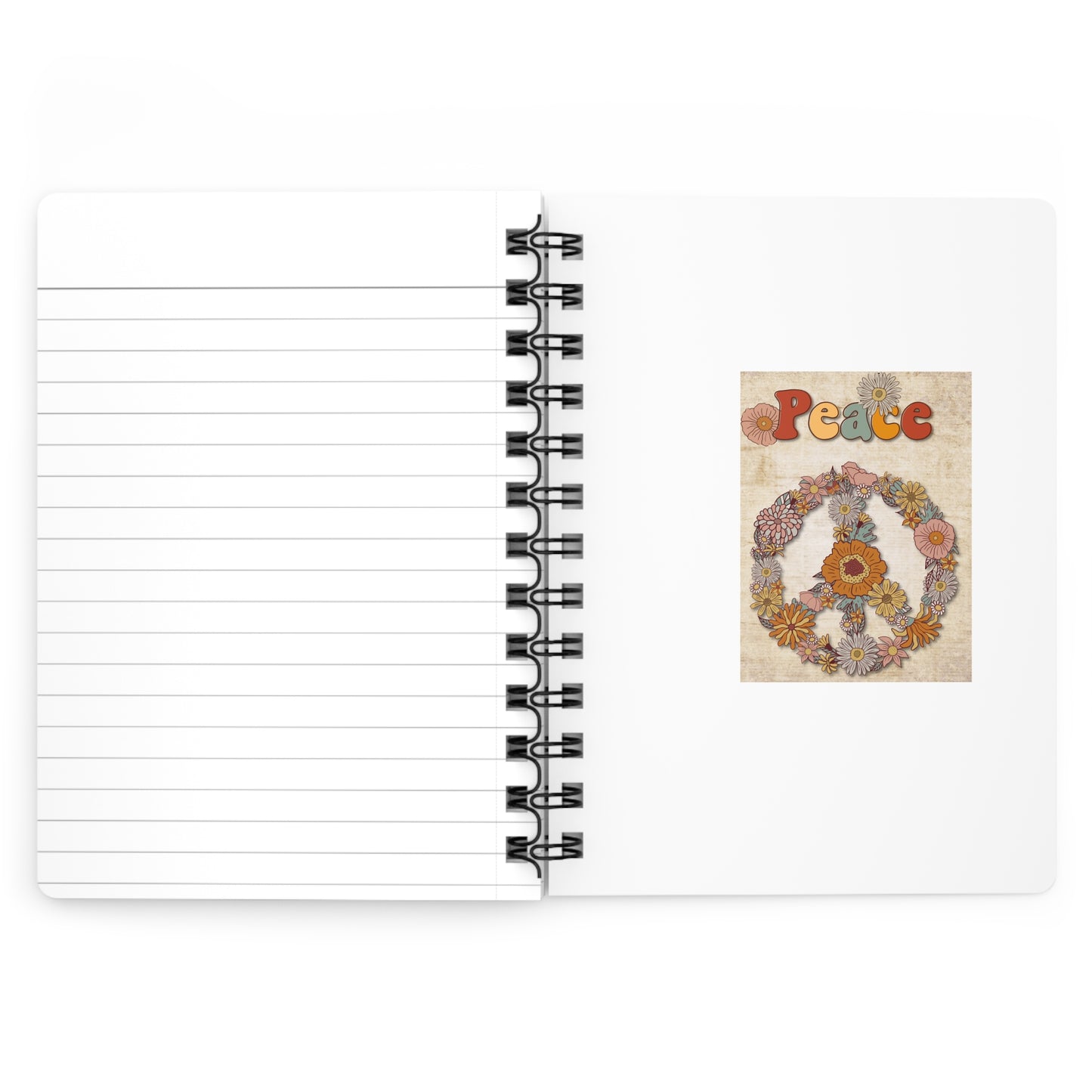 Peace Floral Spiral Bound Journal - Aesthetic Notebook for Relaxation and Reflection