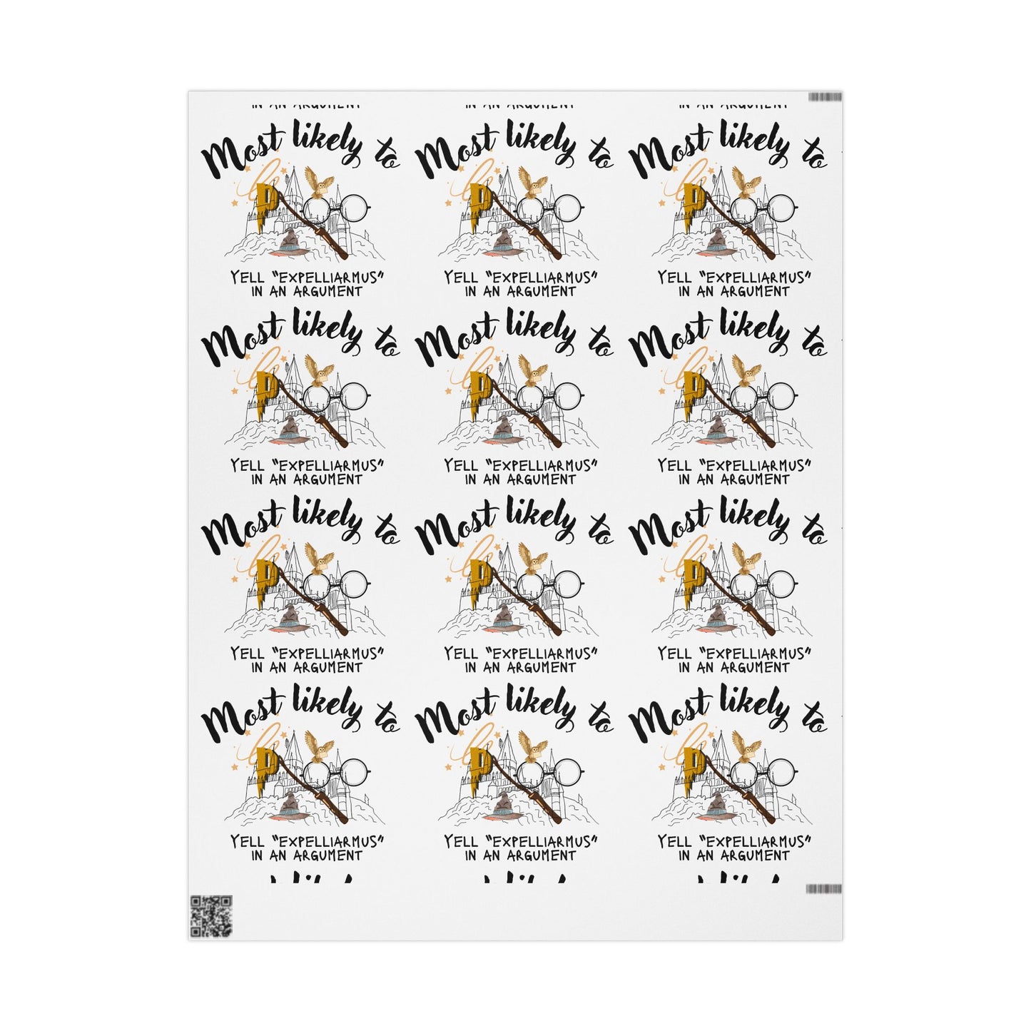 Most Likely To Wrapping Paper, Fun Gift Wrap for Friends, Potter Inspired, Movie Lover Wrapping Paper, Enchanted Wrapping Paper, Creative Party Supplies, Birthday Wrapping, Unique Celebration Paper