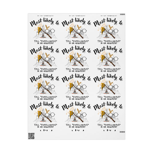 Most Likely To Wrapping Paper, Fun Gift Wrap for Friends, Potter Inspired, Movie Lover Wrapping Paper, Enchanted Wrapping Paper, Creative Party Supplies, Birthday Wrapping, Unique Celebration Paper