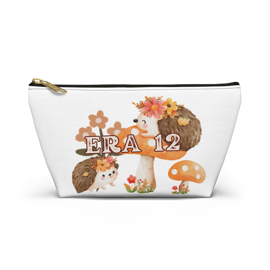 Cute Hedgehog Accessory Pouch, Makeup Bag, Gift for Her, Floral Pouch, Travel Organizer, Eco-friendly