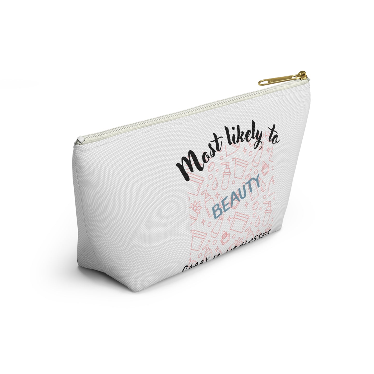 Beauty Themed Accessory Pouch, Makeup Organizer, Lip Gloss Holder, Cosmetic Bag, Gift for Her, Personal Care Travel Case
