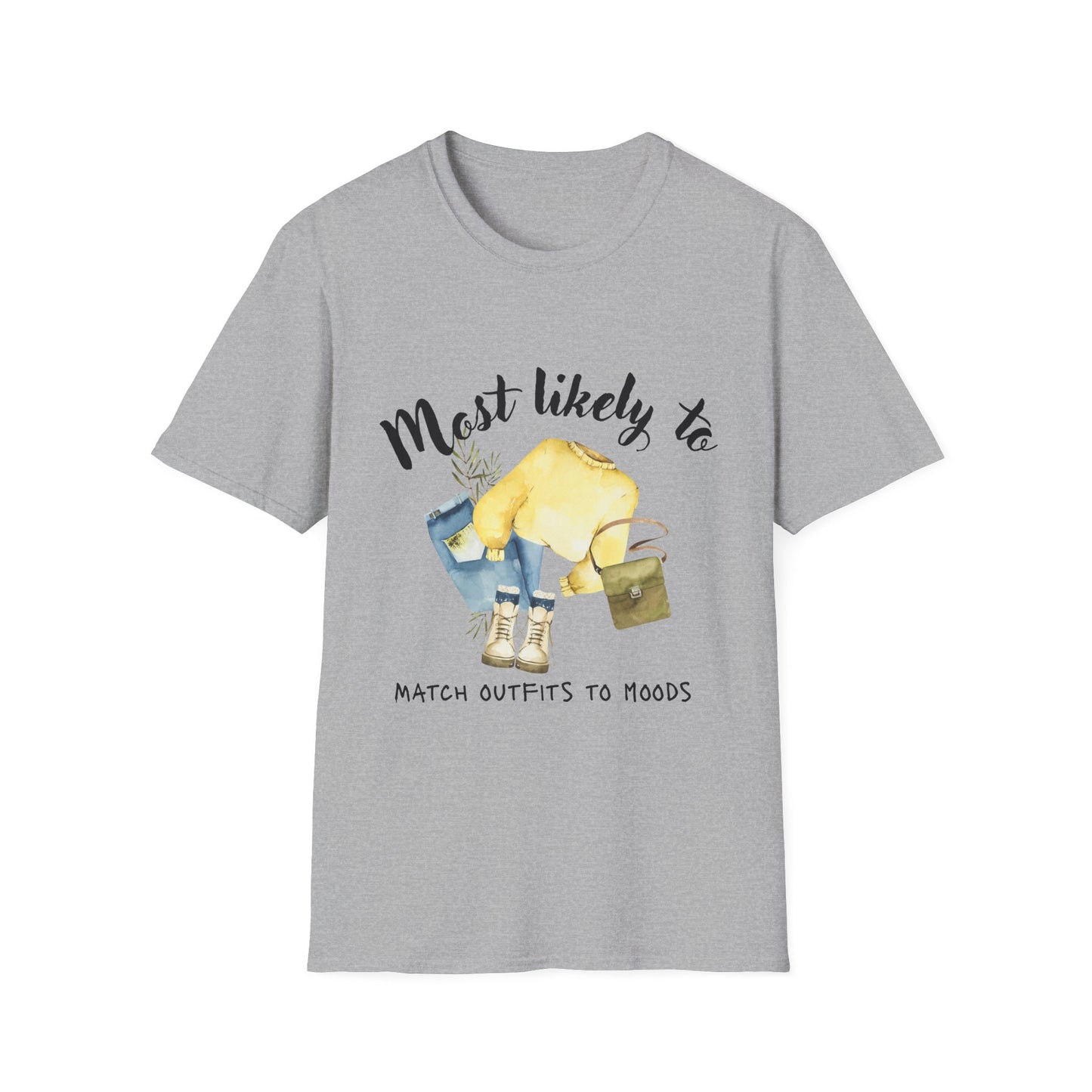 Most Likely To Match Outfits Unisex Softstyle T-Shirt, Cute Graphic Tee, Ideal for Teens, Gift for Her, Everyday Humor Shirt