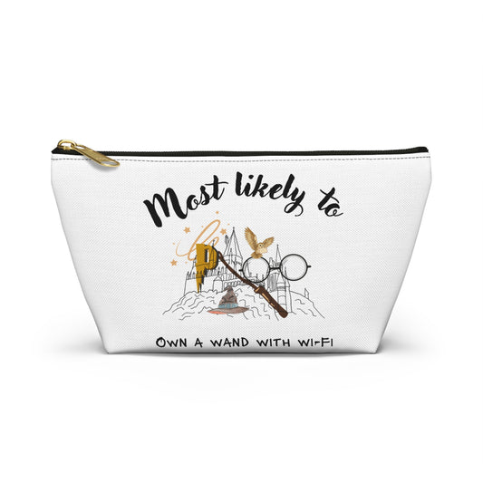 Wizard-Themed Accessory Pouch | Most Likely to Own a Wand with Wi-Fi | Magical Gift for Fans | Cosplay Makeup Bag | Cute Storage for Tools