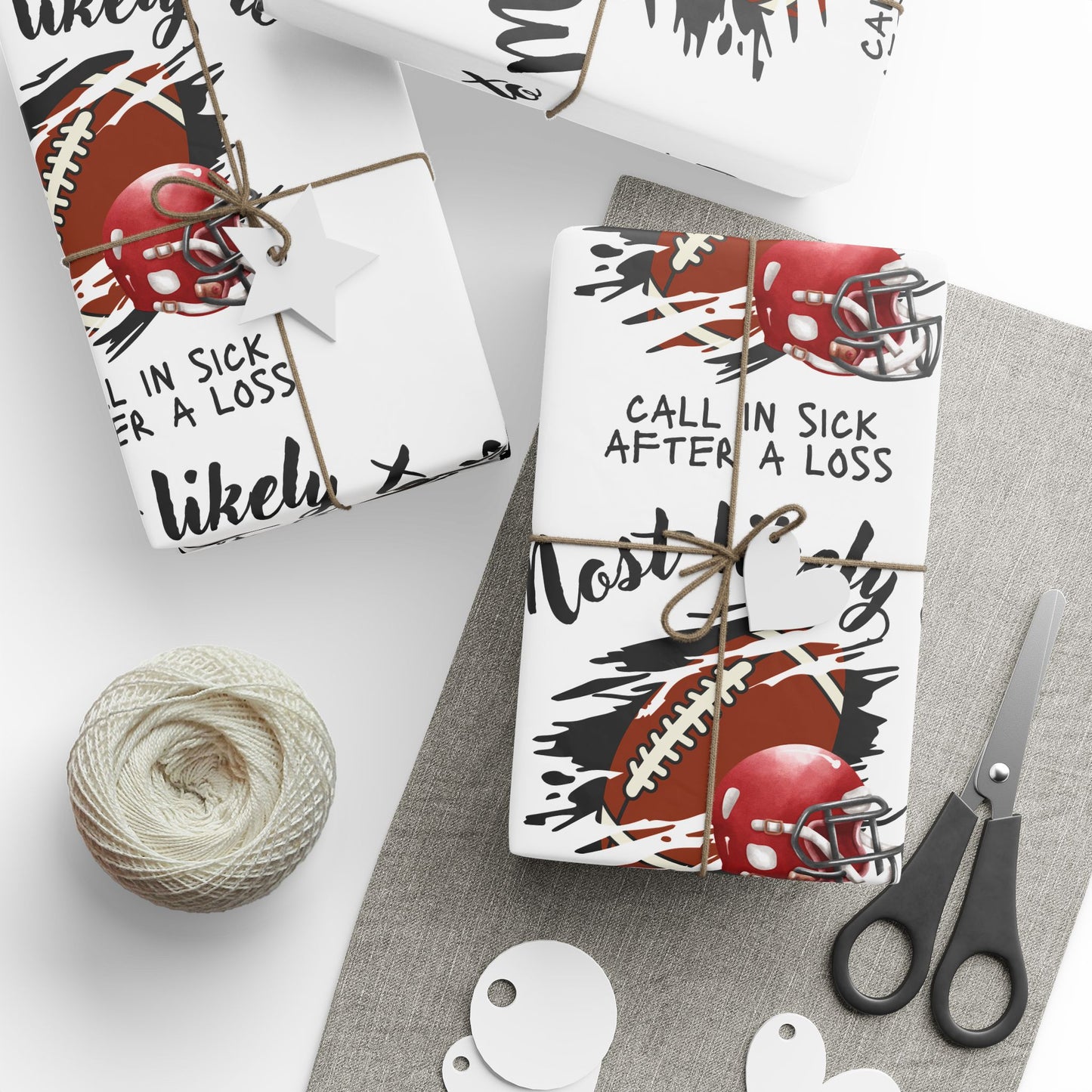 Football Wrapping Paper, Football Fan Wrap, Gift Wrap for Him, Most Likely To Wrap It Up - Fun Gift Wrapping Papers for Parties, Holidays, Birthdays, Celebrations, Creative Packaging