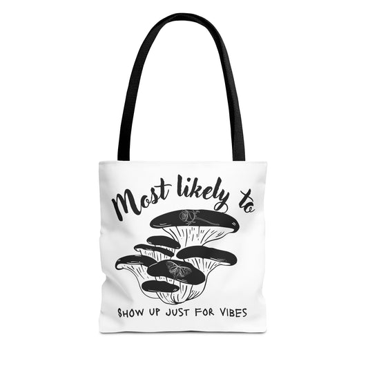 Mushroom Vibes Tote Bag, Fun Eco-Friendly Bag, Gift for Nature Lovers, Stylish Shopping Bag, Festival Accessory, Unique Design Tote
