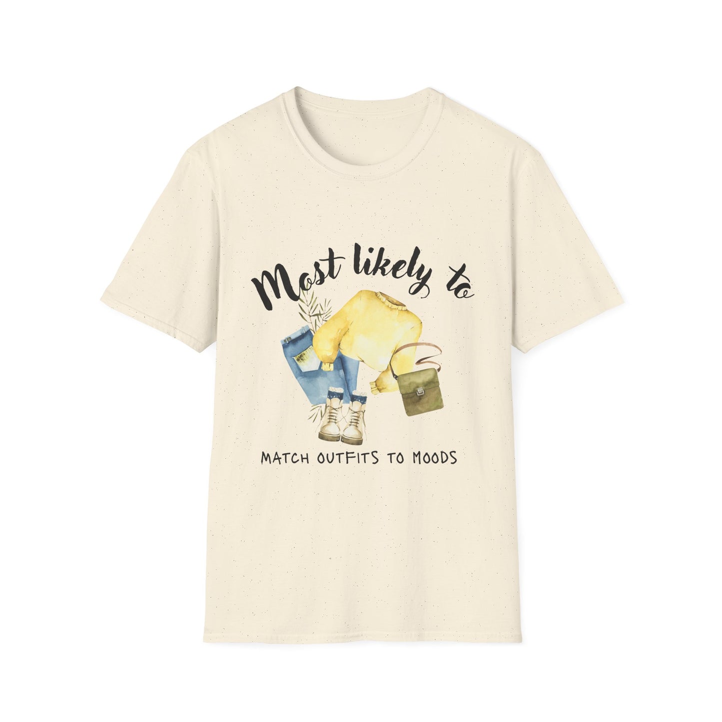 Most Likely To Match Outfits Unisex Softstyle T-Shirt, Cute Graphic Tee, Ideal for Teens, Gift for Her, Everyday Humor Shirt