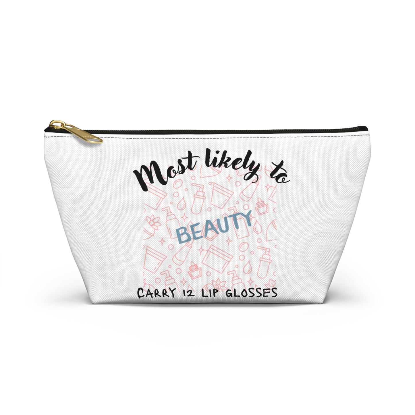 Beauty Themed Accessory Pouch, Makeup Organizer, Lip Gloss Holder, Cosmetic Bag, Gift for Her, Personal Care Travel Case