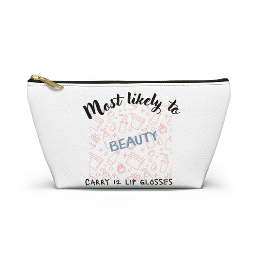 Beauty Themed Accessory Pouch, Makeup Organizer, Lip Gloss Holder, Cosmetic Bag, Gift for Her, Personal Care Travel Case