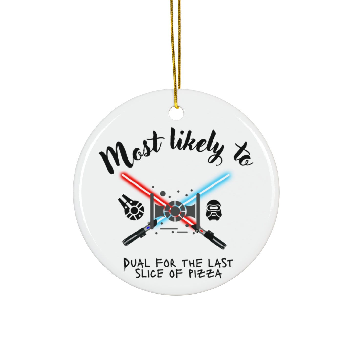 Star Wars Slice of Pizza Ornament, Fun Christmas Gift, Geeky Home Decor, Ceramic Holiday Keepsake, Unique Tree Decoration