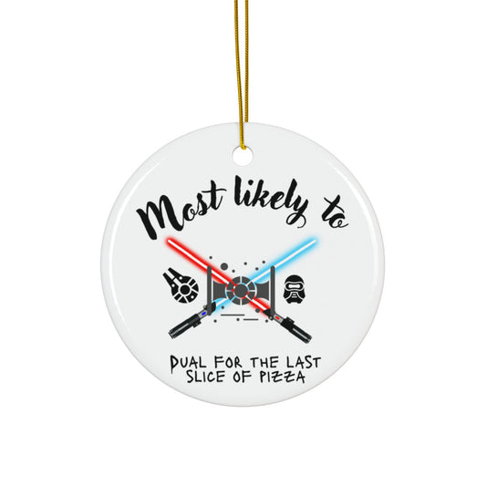 Star Wars Slice of Pizza Ornament, Fun Christmas Gift, Geeky Home Decor, Ceramic Holiday Keepsake, Unique Tree Decoration