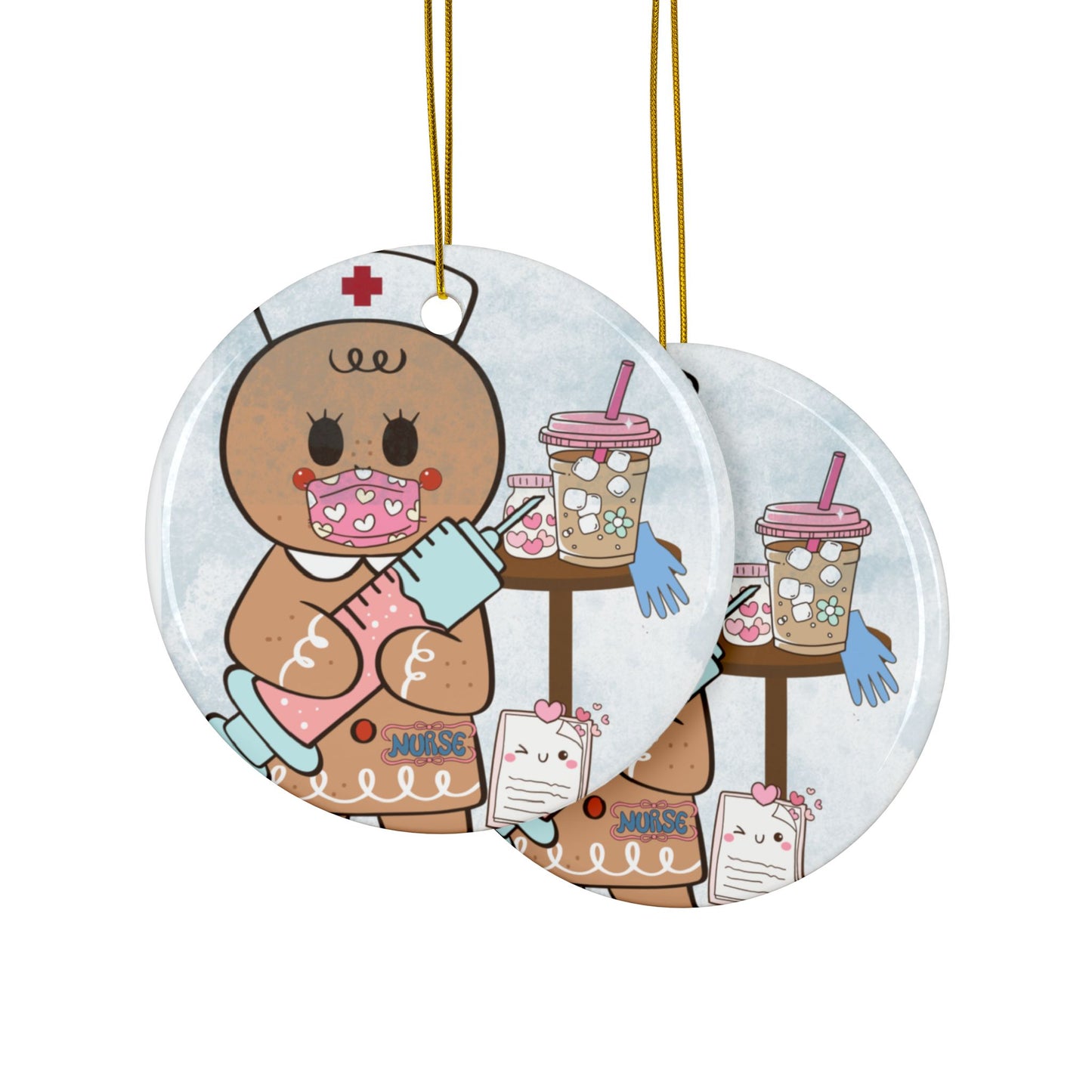 Ceramic Ornaments, 2-Side Print, (1pc, 3pcs, 5pcs, 10pcs)