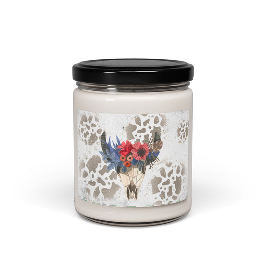 Cow Skull Candle, Charming Floral Scented Soy Candle - Cozy Home Gift, Aromatherapy Candle, Relaxation, Handmade Candle for All Occasions, Natural Wax