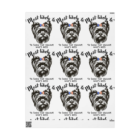 Yorkshire Terrier Wrapping Paper, Dog Lover Gift Wrap, Cute Pet Themed Gift Wrap, Funny Dog Wrap, Holiday and Birthday Wrapping
