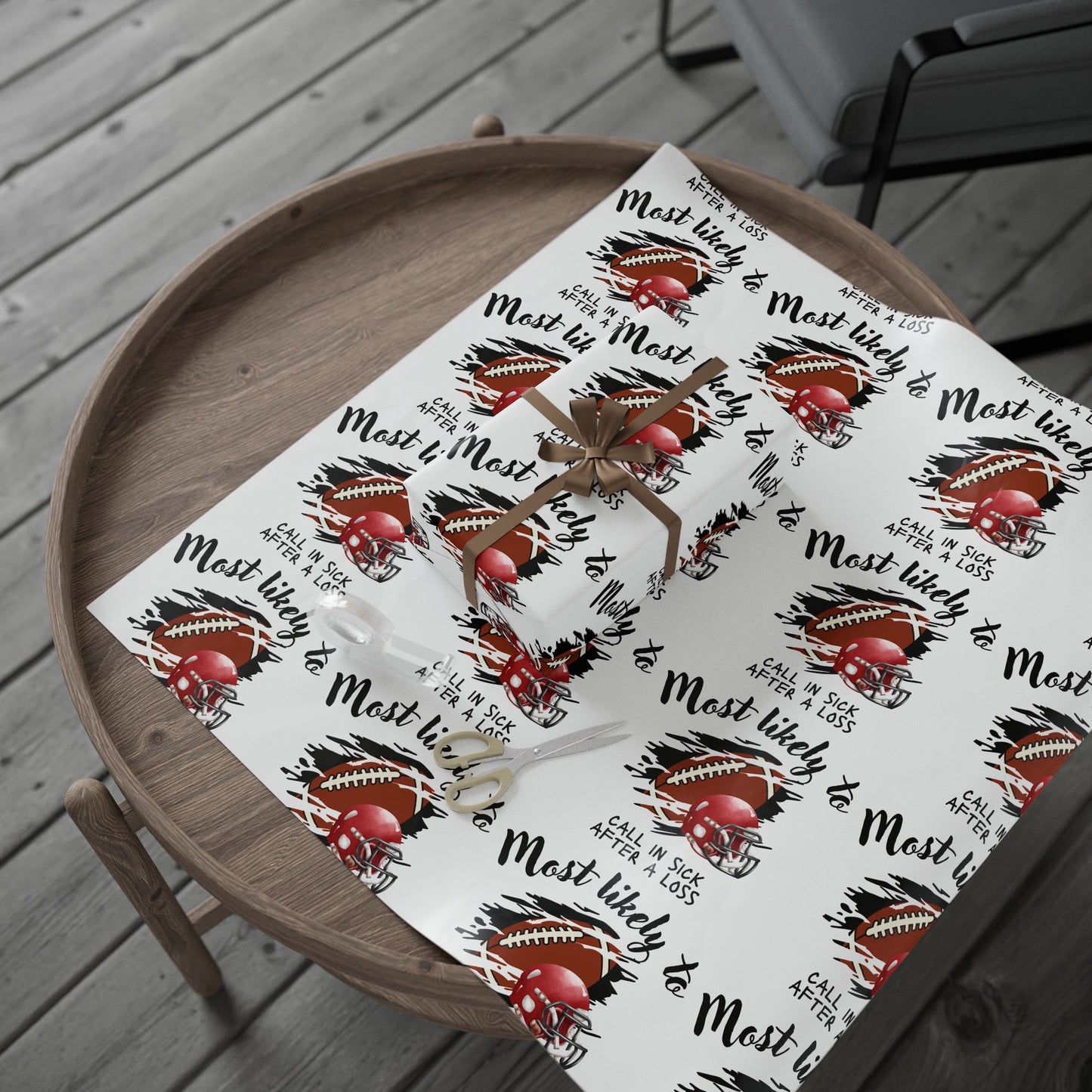 Football Wrapping Paper, Football Fan Wrap, Gift Wrap for Him, Most Likely To Wrap It Up - Fun Gift Wrapping Papers for Parties, Holidays, Birthdays, Celebrations, Creative Packaging
