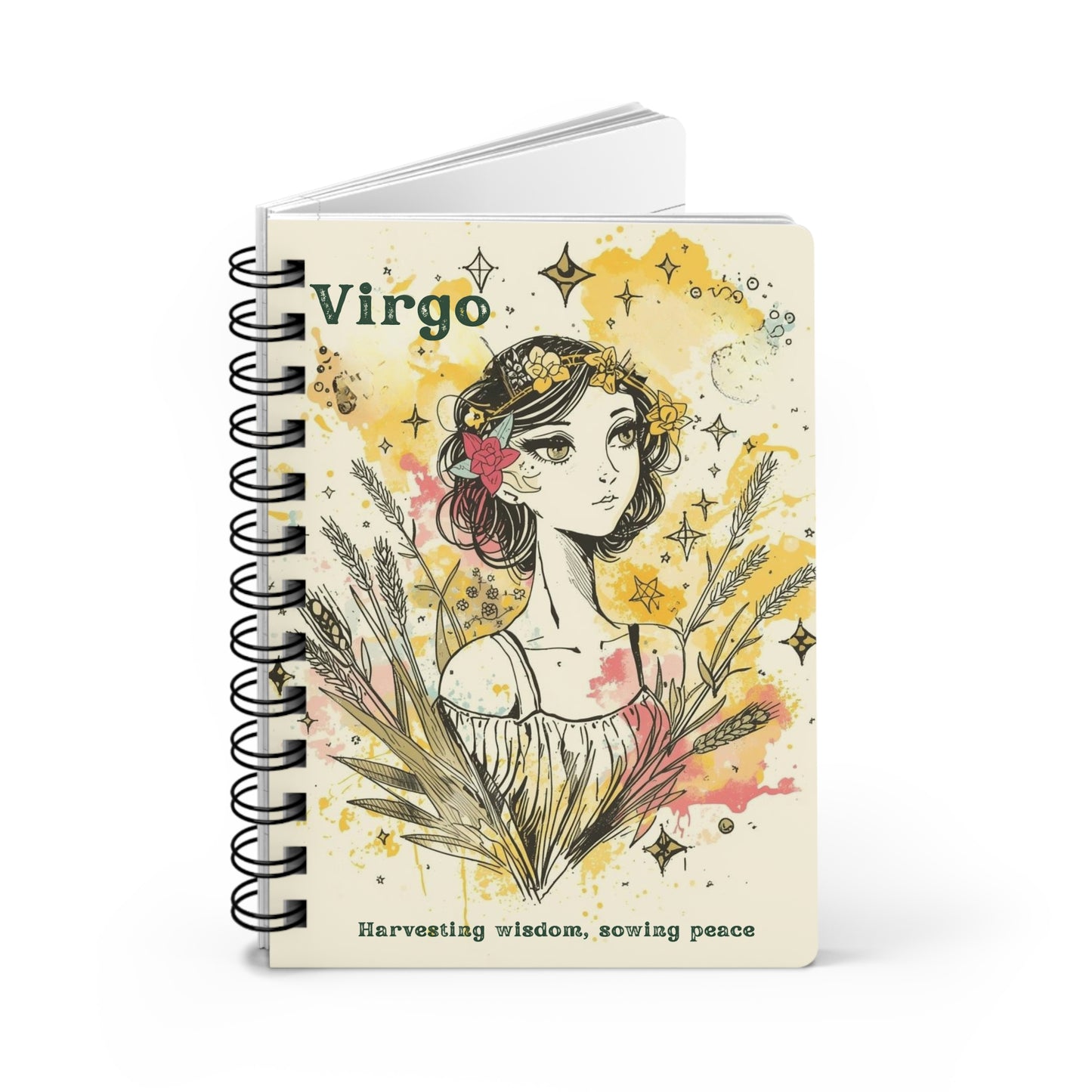 Virgo Spiral Bound Journal - Harvesting Wisdom & Sowing Peace