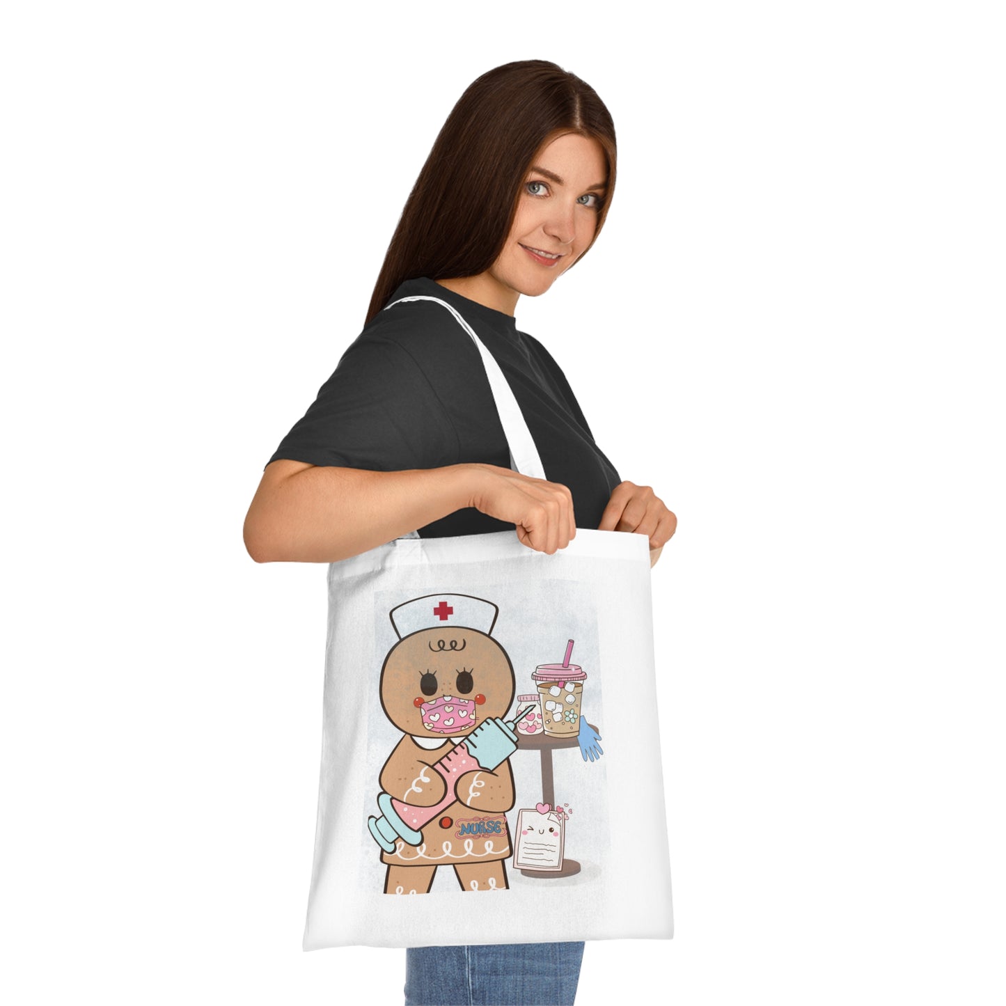 Cute Nurse Gingerbread Cotton Tote Bag, Nurse Tote Bag, Nurse Gift