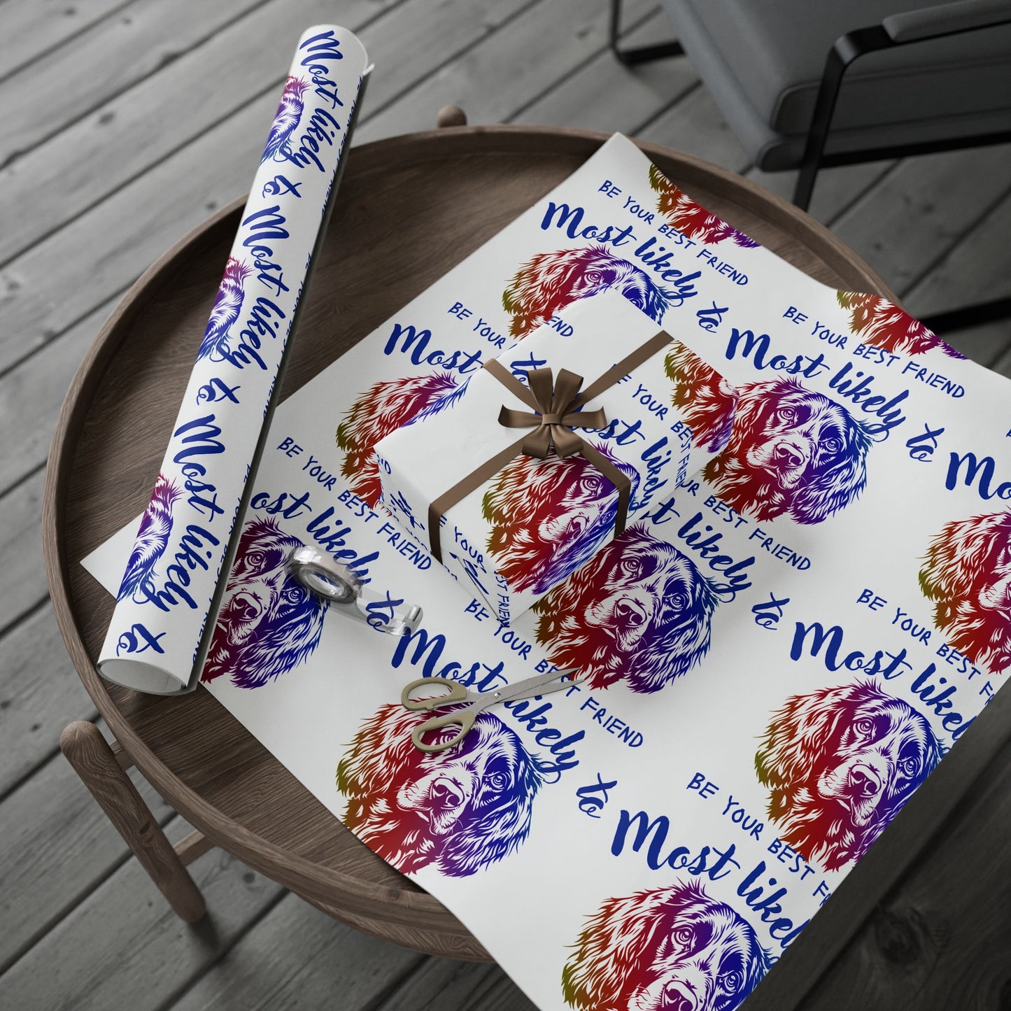 Spaniel Wrapping Paper, Colorful Best Friend Wrapping Paper, Unique Gift Wrap for Birthdays, Pet Lovers, Friends, Celebrations