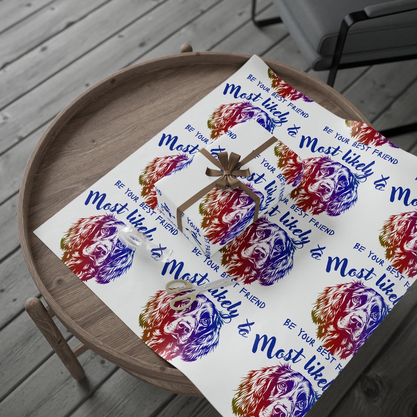 Spaniel Wrapping Paper, Colorful Best Friend Wrapping Paper, Unique Gift Wrap for Birthdays, Pet Lovers, Friends, Celebrations