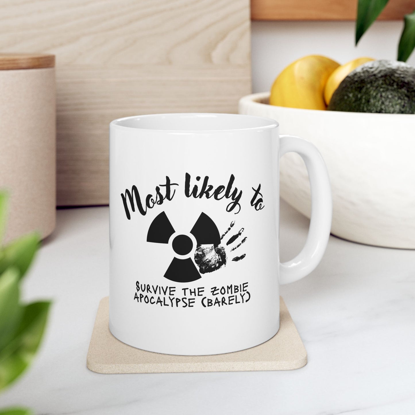 Zombie Apocalypse Survival Ceramic Mug | Funny Gift for Horror Fans, 11oz/15oz, Coffee Lover Gift, Halloween Decor, Quarantine Humor