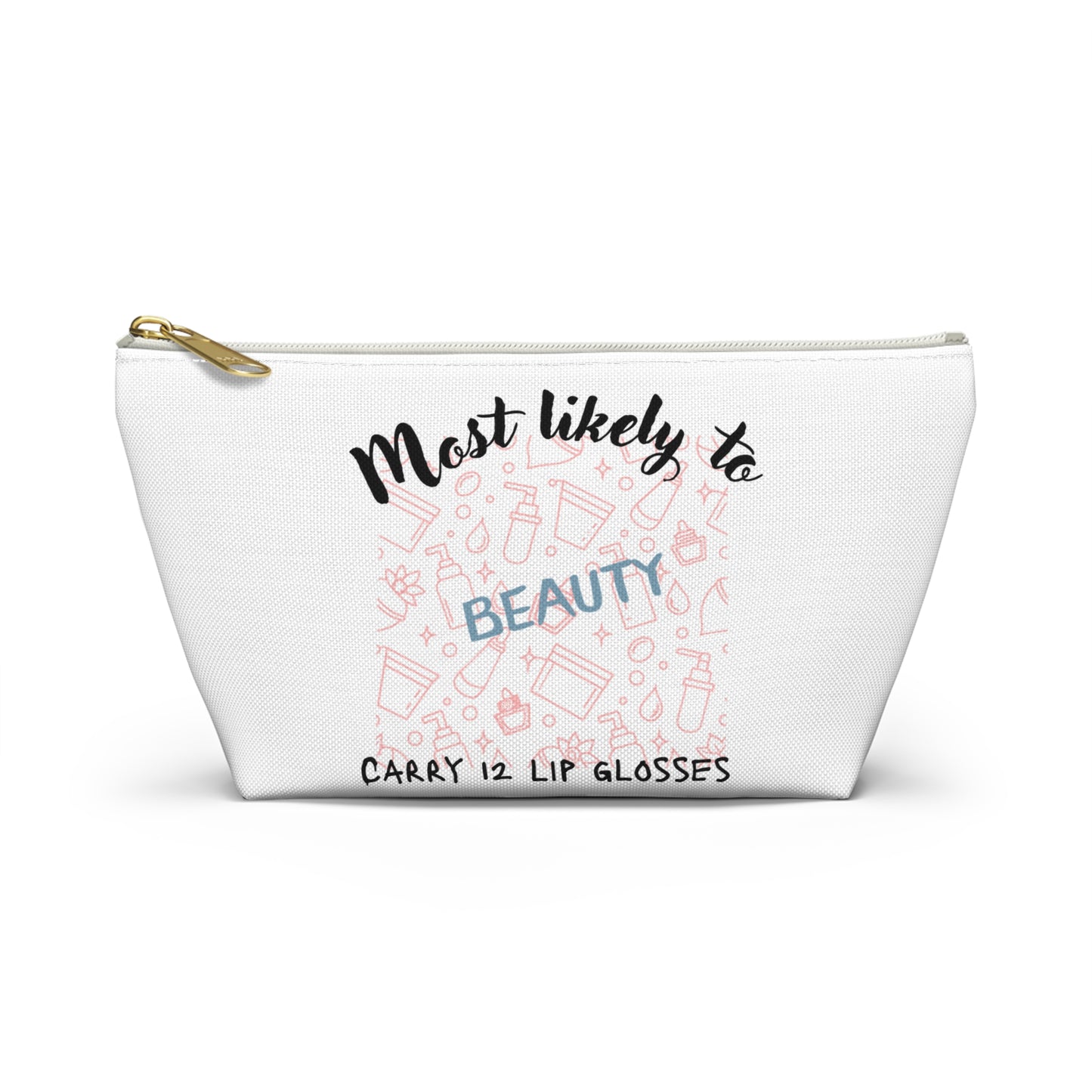 Beauty Themed Accessory Pouch, Makeup Organizer, Lip Gloss Holder, Cosmetic Bag, Gift for Her, Personal Care Travel Case