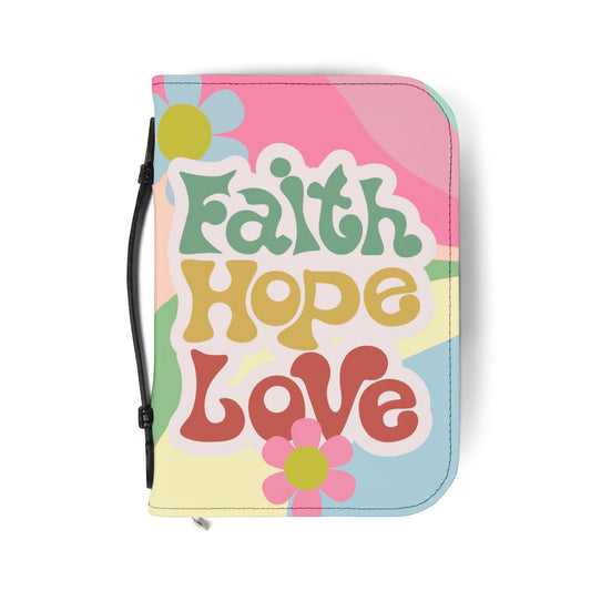 Pastel Bible Cover, Vibrant Faith Hope Love Bible Cover, Colorful Christian Journal Case, Religious Gift, Decorative Organizer, Unique Scripture Storage