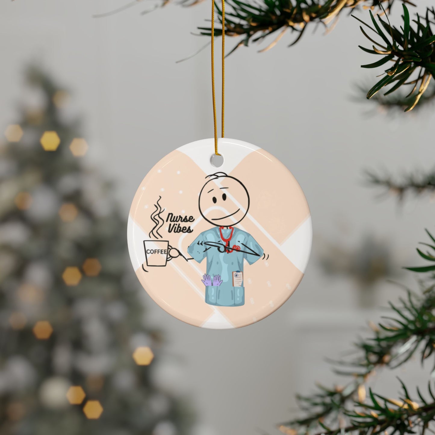 Unique Nurse Ornament, Unique Nurse gift, Healthcare Hero gift, Ceramic Ornaments, 2-Side Print, (1pc, 3pcs, 5pcs, 10pcs)