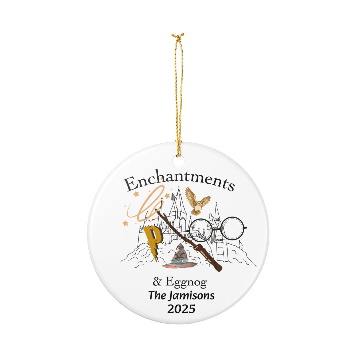 PERSONALIZE IN CART. Personalized Ceramic Ornament, Magical Decorations, Holiday Decor, Unique Gift, Family Keepsake, Enchantments & Eggnog