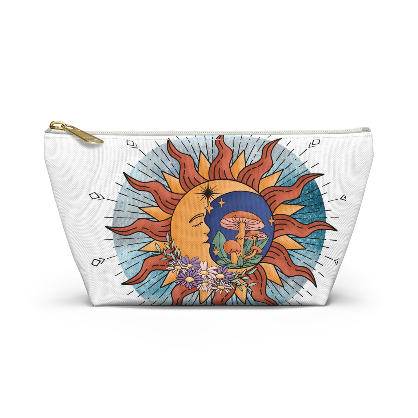 Sun and Moon Accessory Pouch | Boho Makeup Bag for Travel, Gift for Her, Cosmic Storage, Summer Festival Pouch