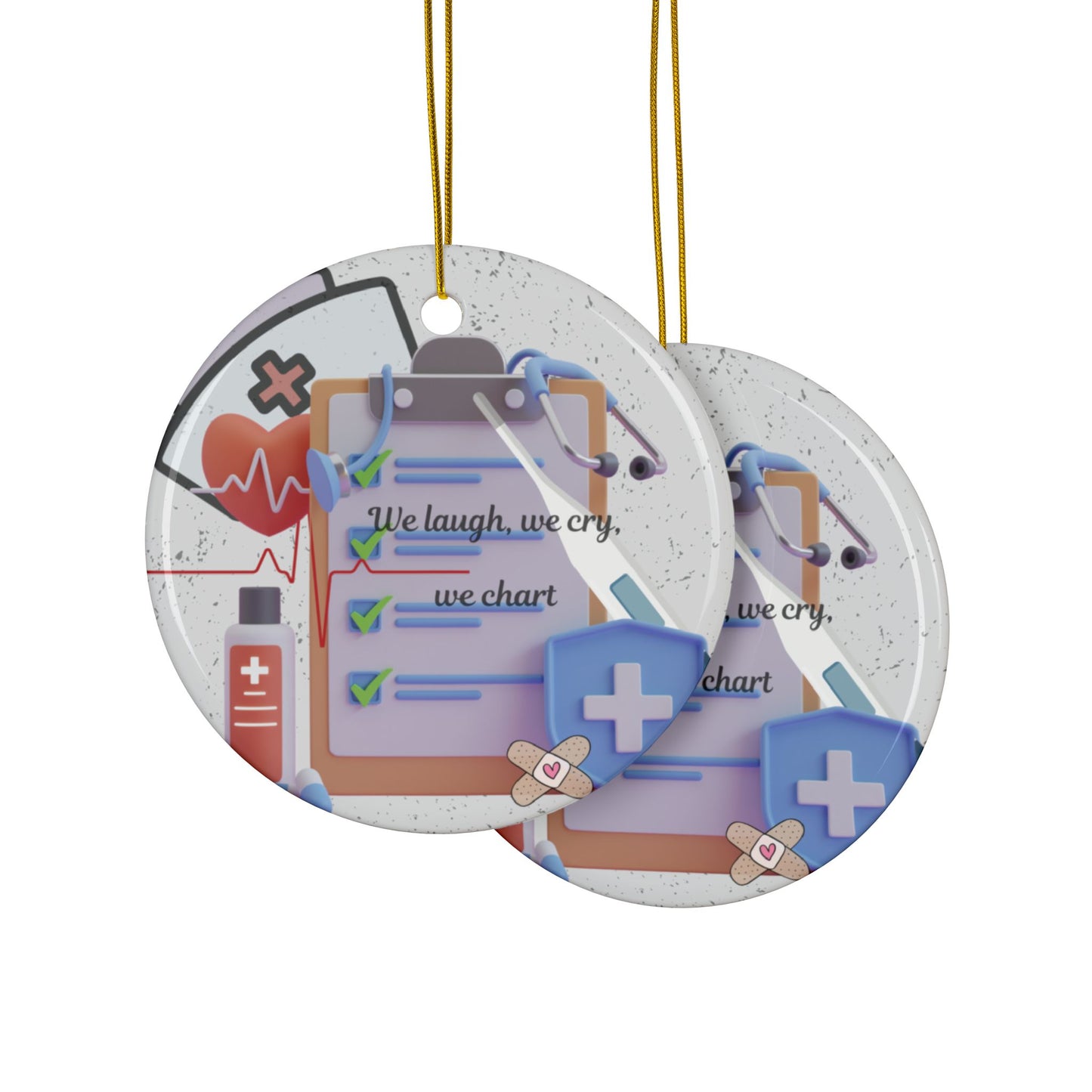 Unique Nurse gift, One-of-kind design ornament, unique ornament, Ceramic Ornaments, 2-Side Print, (1pc, 3pcs, 5pcs, 10pcs)