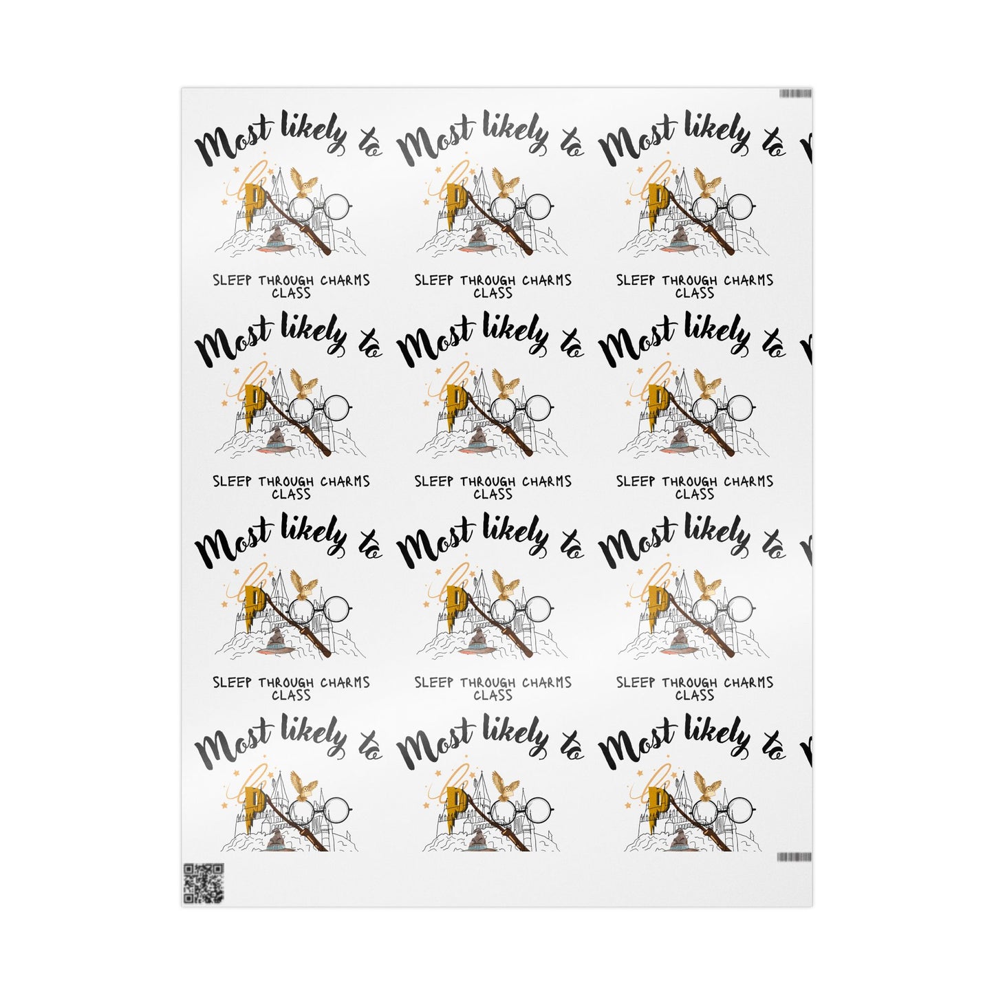 Wand Wrapping Paper, Movie Lovers Wrap, Cheerful Wrapping Paper for Celebrations, Birthday Gifts, Holiday Packaging, Unique Gift Wrap, Most Likely to Sleep Through Class