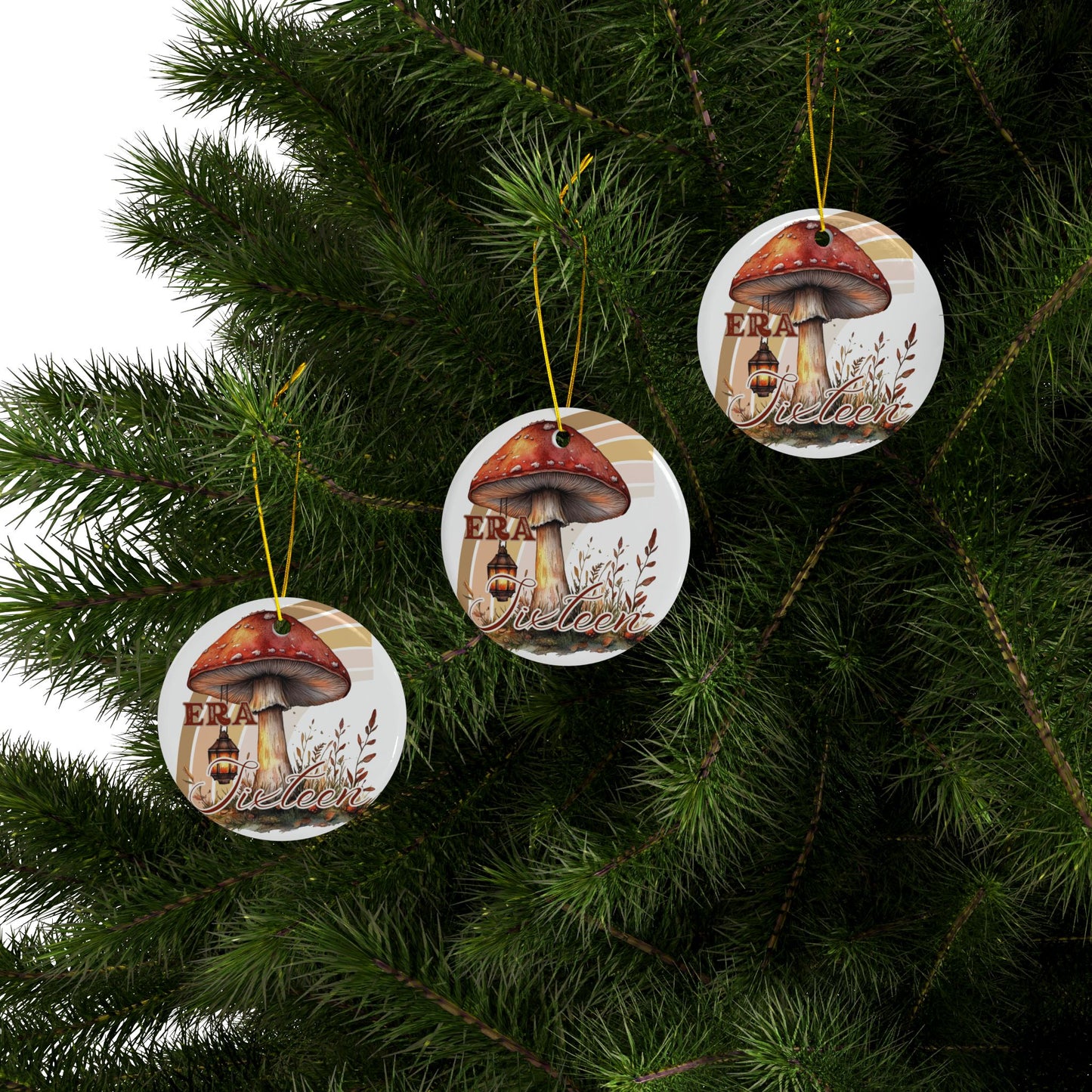 Era 16 Ornament, Chapter 16 Ornament, 16th Birthday, Whimsical Mushroom Ceramic Ornaments, 2-Sided Holiday Decor, Perfect for Christmas, Housewarming, and Nature Lovers
