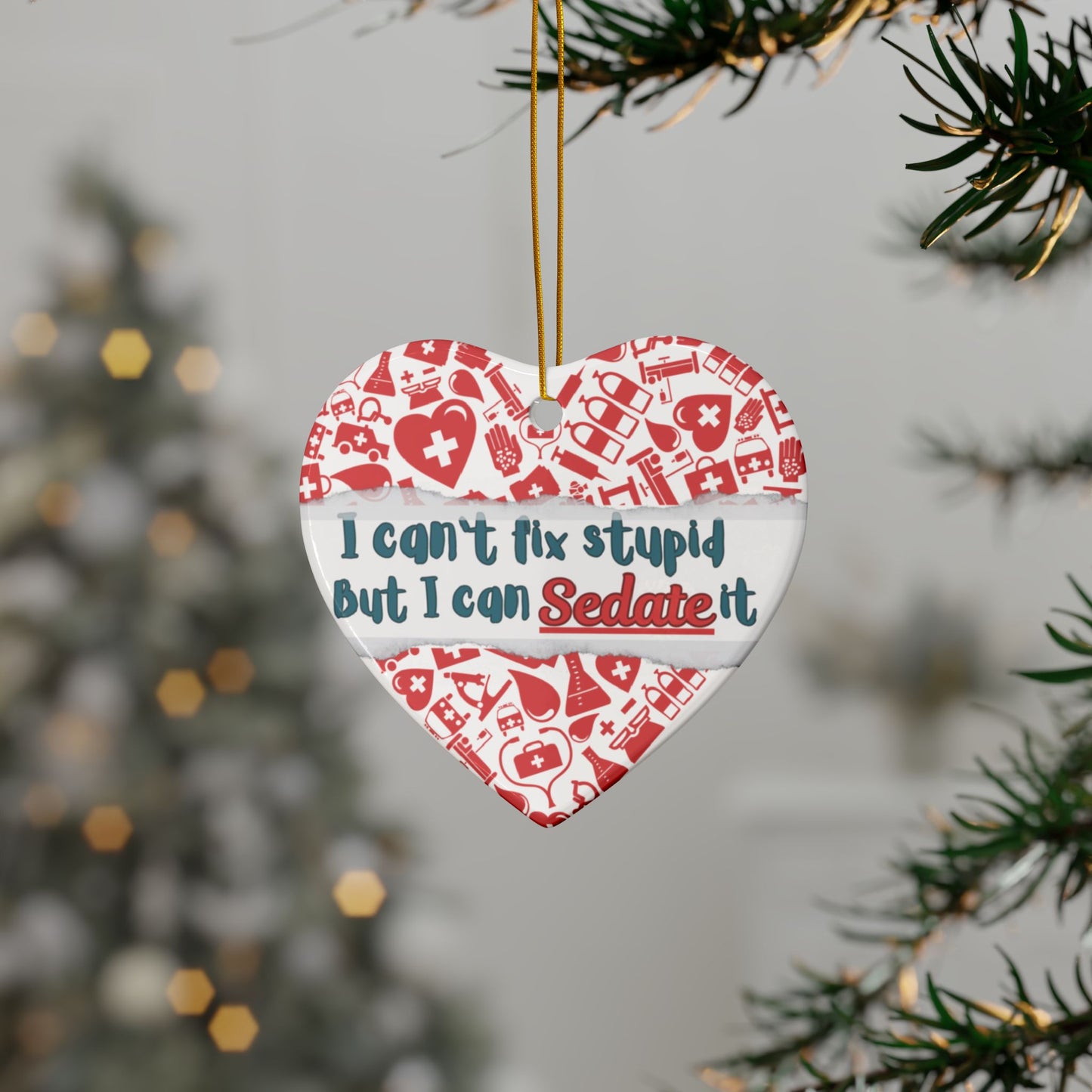 Nurse Gift, Nurse, Heart-Shaped Ceramic Ornaments, Funny Nurse Gifts, Holiday Decorations, Medical Humor, Unique Keepsakes, Christmas Tree Ornaments