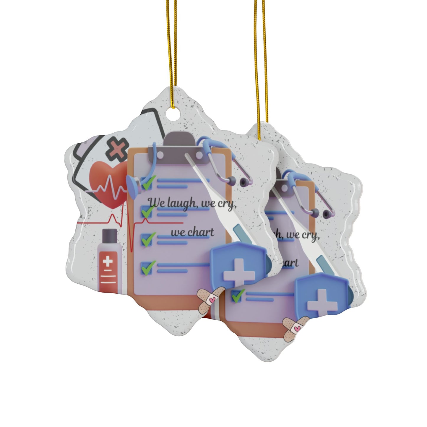 Unique Nurse gift, One-of-kind design ornament, unique ornament, Ceramic Ornaments, 2-Side Print, (1pc, 3pcs, 5pcs, 10pcs)