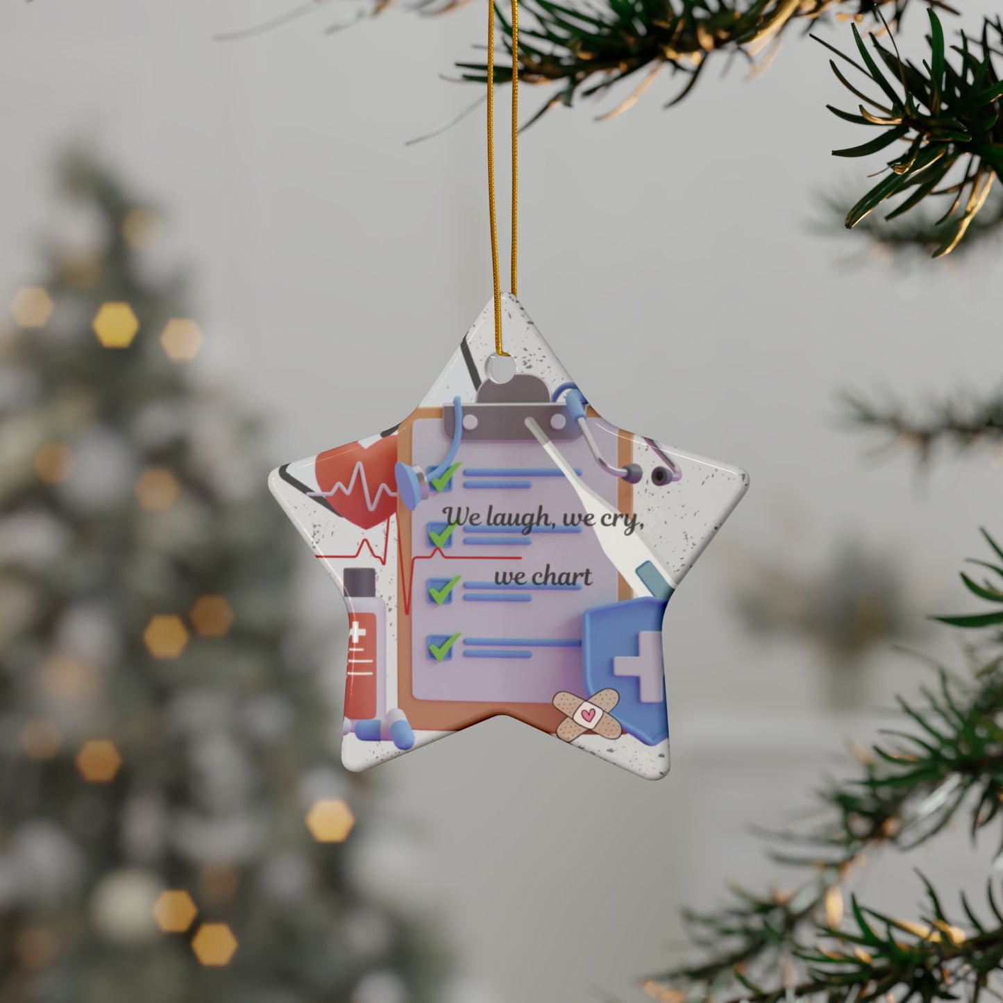 Unique Nurse gift, One-of-kind design ornament, unique ornament, Ceramic Ornaments, 2-Side Print, (1pc, 3pcs, 5pcs, 10pcs)
