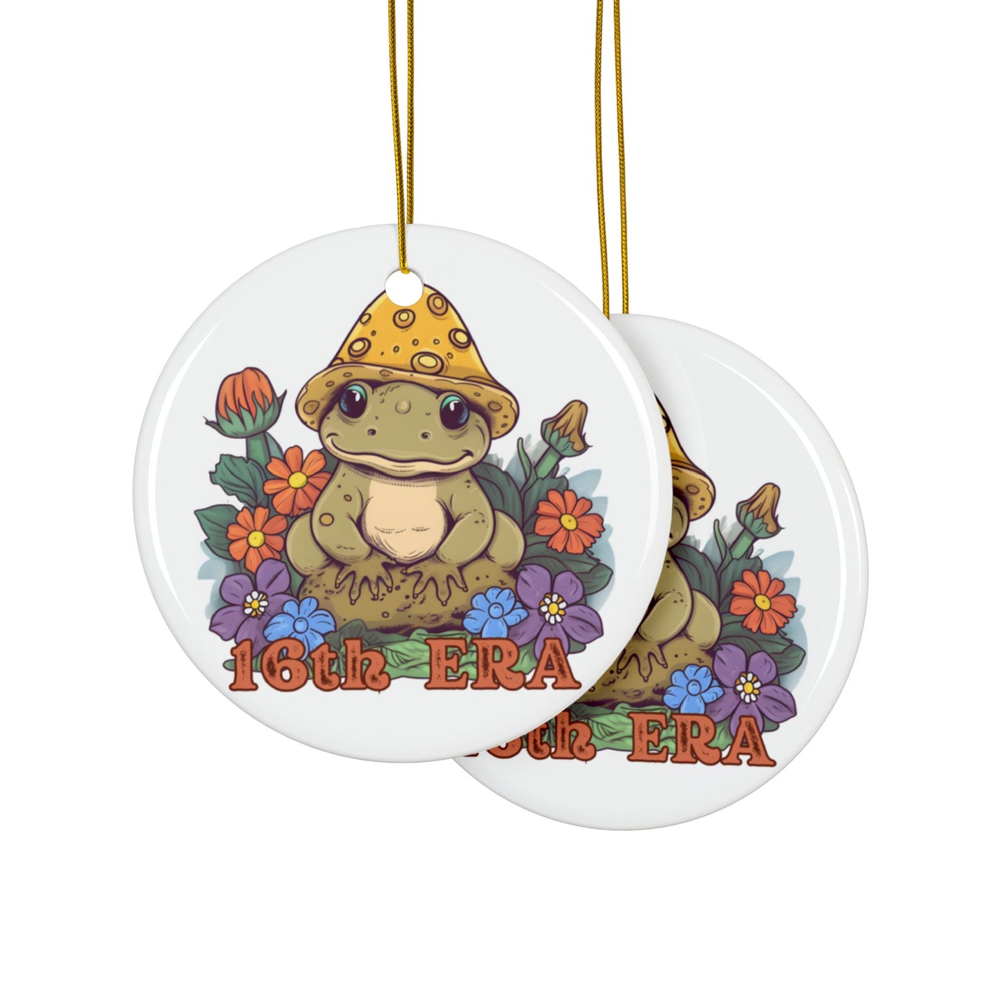 16th Era Ornament, 16th Chapter, 16th Birthday Gift, Ceramic Ornaments with Whimsical Frog Design | Perfect for Holiday Decor, Gifts, Tree Ornaments, Holiday Celebrations, and Collectibles